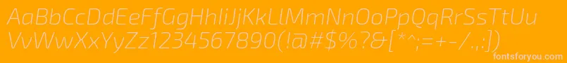 Exo2.0Extralightitalic-fontti – vaaleanpunaiset fontit oranssilla taustalla