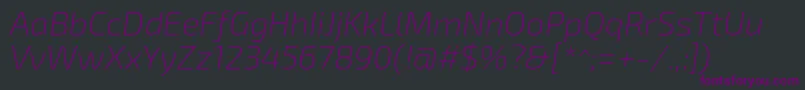 Exo2.0Extralightitalic Font – Purple Fonts on Black Background