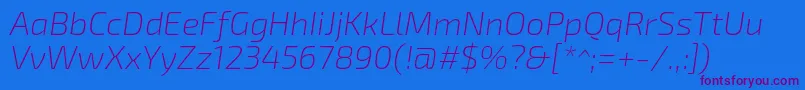 Exo2.0Extralightitalic Font – Purple Fonts on Blue Background