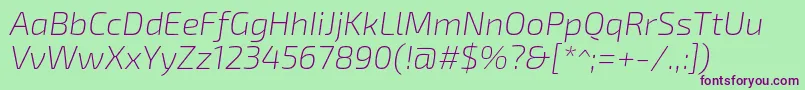 フォントExo2.0Extralightitalic – 緑の背景に紫のフォント