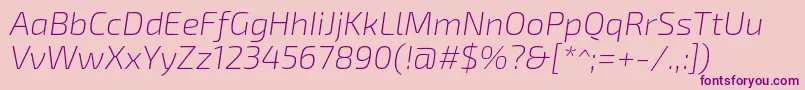 Exo2.0Extralightitalic Font – Purple Fonts on Pink Background
