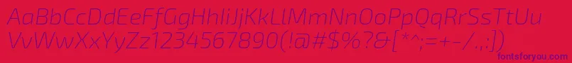 フォントExo2.0Extralightitalic – 赤い背景に紫のフォント