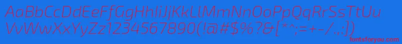 Exo2.0Extralightitalic Font – Red Fonts on Blue Background