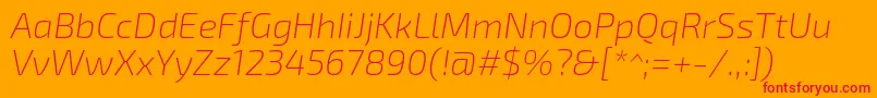 Exo2.0Extralightitalic Font – Red Fonts on Orange Background