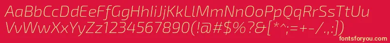 フォントExo2.0Extralightitalic – 黄色の文字、赤い背景