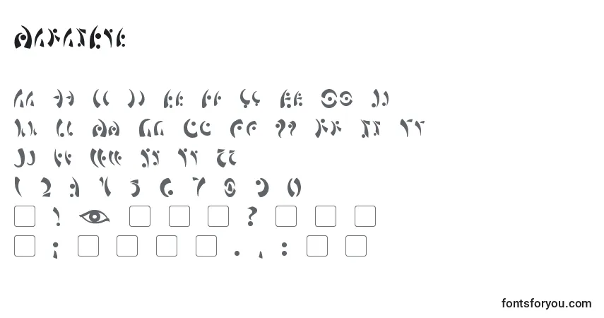 Schriftart MarasEye – Alphabet, Zahlen, spezielle Symbole