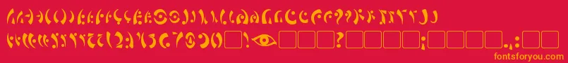 MarasEye-Schriftart – Orangefarbene Schriften auf rotem Hintergrund