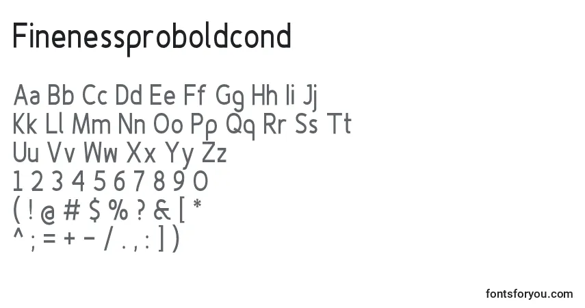 Czcionka Finenessproboldcond – alfabet, cyfry, specjalne znaki