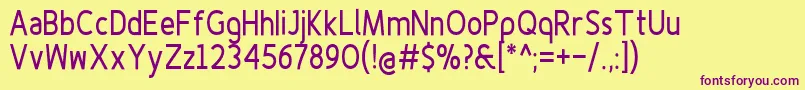 Czcionka Finenessproboldcond – fioletowe czcionki na żółtym tle