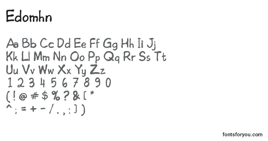 Schriftart Edomhn – Alphabet, Zahlen, spezielle Symbole