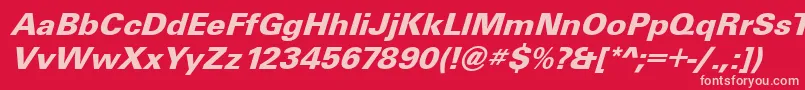 Czcionka UniqueBolditalic – różowe czcionki na czerwonym tle