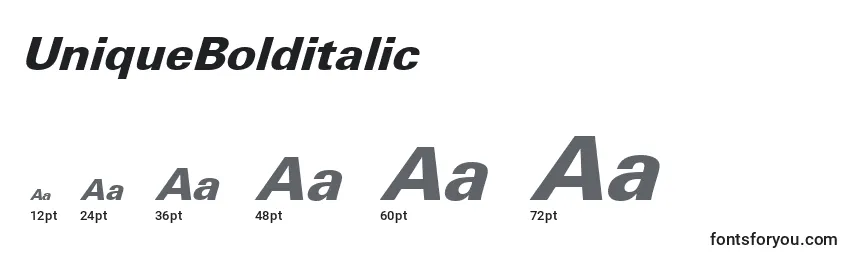 UniqueBolditalic Font Sizes