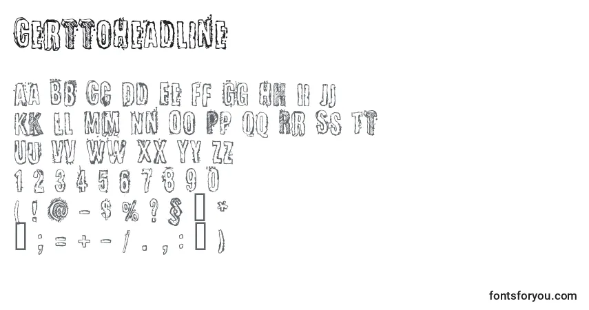 Шрифт CerttoHeadline – алфавит, цифры, специальные символы