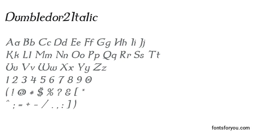 A fonte Dumbledor2Italic – alfabeto, números, caracteres especiais