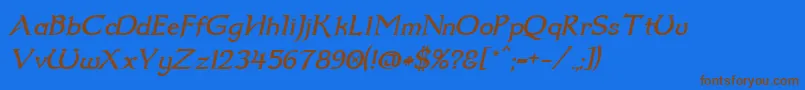 Dumbledor2Italic Font – Brown Fonts on Blue Background