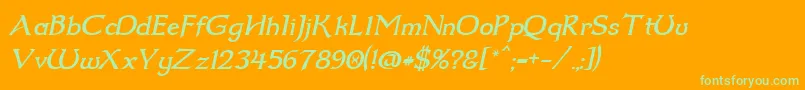 Dumbledor2Italic Font – Green Fonts on Orange Background