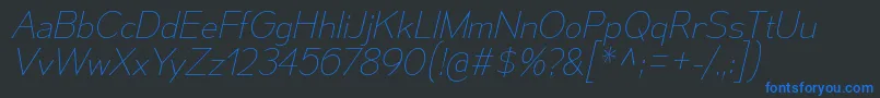 MesmerizeUlIt-Schriftart – Blaue Schriften auf schwarzem Hintergrund