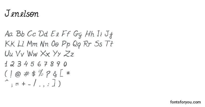 Schriftart Jenelson – Alphabet, Zahlen, spezielle Symbole