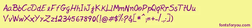 Jenelson Font – Purple Fonts on Yellow Background