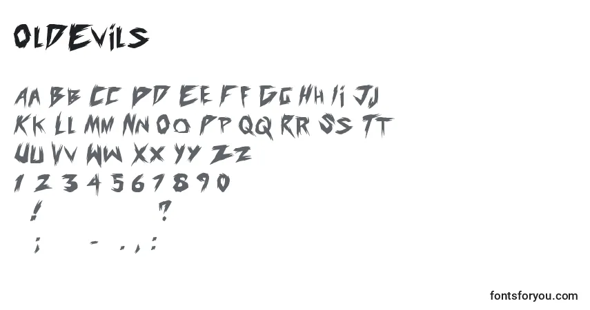 Fuente OldEvils - alfabeto, números, caracteres especiales