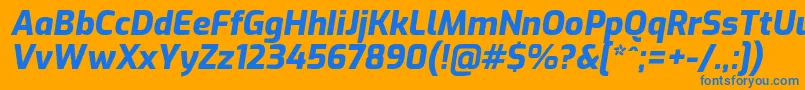ExoExtrabolditalic Font – Blue Fonts on Orange Background