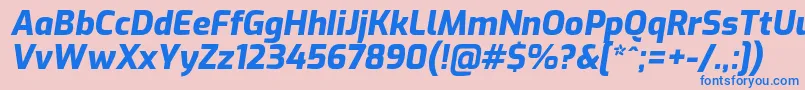 ExoExtrabolditalic Font – Blue Fonts on Pink Background