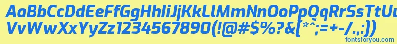 ExoExtrabolditalic Font – Blue Fonts on Yellow Background