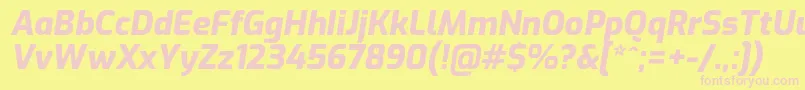 ExoExtrabolditalic Font – Pink Fonts on Yellow Background