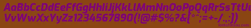 ExoExtrabolditalic Font – Purple Fonts on Brown Background