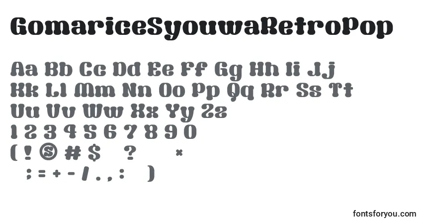 Schriftart GomariceSyouwaRetroPop – Alphabet, Zahlen, spezielle Symbole
