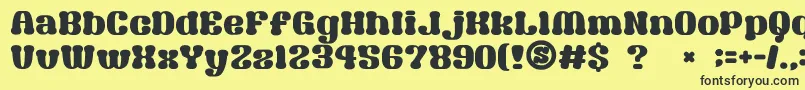 Шрифт GomariceSyouwaRetroPop – чёрные шрифты на жёлтом фоне
