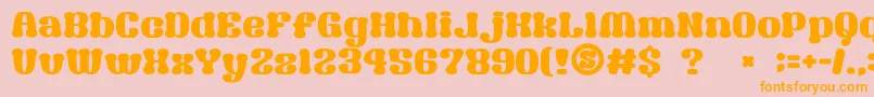 Fonte GomariceSyouwaRetroPop – fontes laranjas em um fundo rosa