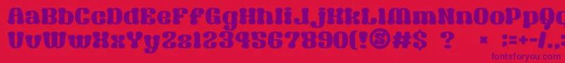 Шрифт GomariceSyouwaRetroPop – фиолетовые шрифты на красном фоне