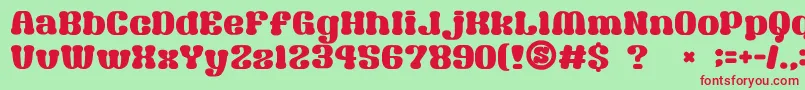 GomariceSyouwaRetroPop Font – Red Fonts on Green Background