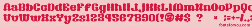 GomariceSyouwaRetroPop-fontti – punaiset fontit vaaleanpunaisella taustalla