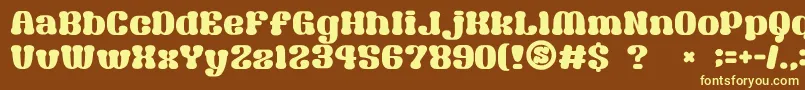 GomariceSyouwaRetroPop Font – Yellow Fonts on Brown Background