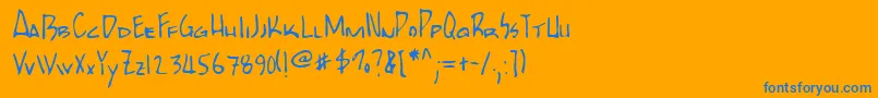 Lehn025 Font – Blue Fonts on Orange Background