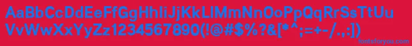 Czcionka Lunchtype21Bold – niebieskie czcionki na czerwonym tle