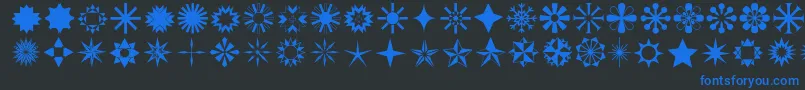 フォントStars1o – 黒い背景に青い文字