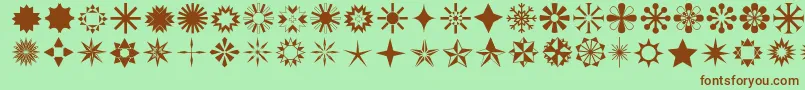 Stars1o-Schriftart – Braune Schriften auf grünem Hintergrund