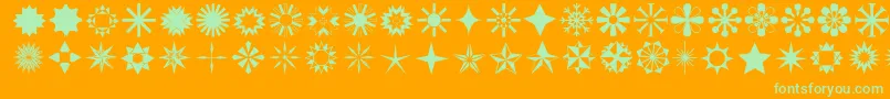 Stars1o-fontti – vihreät fontit oranssilla taustalla