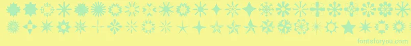 Stars1o-Schriftart – Grüne Schriften auf gelbem Hintergrund