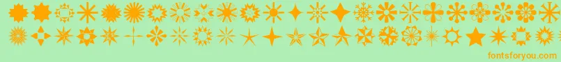 Stars1o-Schriftart – Orangefarbene Schriften auf grünem Hintergrund