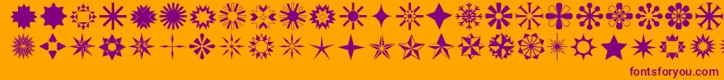 Stars1o-Schriftart – Violette Schriften auf orangefarbenem Hintergrund