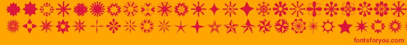 フォントStars1o – オレンジの背景に赤い文字