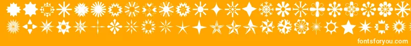 Stars1o-Schriftart – Weiße Schriften auf orangefarbenem Hintergrund