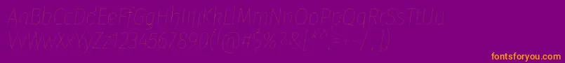 FirasanscondensedFouritalic-Schriftart – Orangefarbene Schriften auf violettem Hintergrund