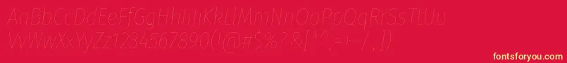 FirasanscondensedFouritalic-Schriftart – Gelbe Schriften auf rotem Hintergrund