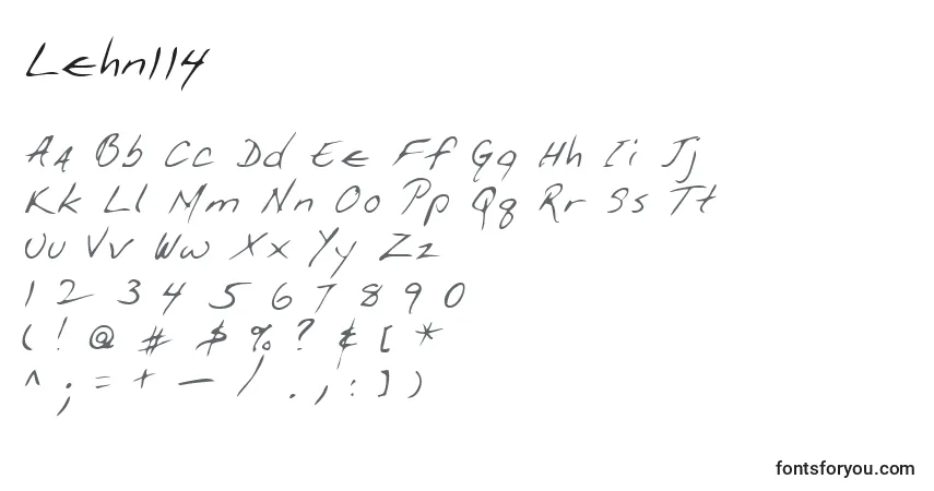 Czcionka Lehn114 – alfabet, cyfry, specjalne znaki
