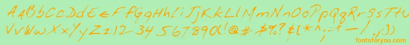 Lehn114 Font – Orange Fonts on Green Background